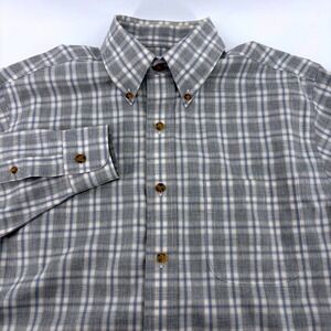 Brooks Brothers Mens Small Cotton Cashmere Plaid Non-Iron Button Down Shirt Grey